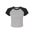 Athletic Heather Grey-Black - Front - Bella + Canvas Womens-Ladies Heather Micro-Rib Babydoll Raglan Crop T-Shirt