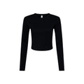 Solid Black - Front - Bella + Canvas Womens-Ladies Long-Sleeved Crop T-Shirt