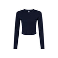 Solid Navy - Front - Bella + Canvas Womens-Ladies Long-Sleeved Crop T-Shirt