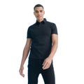 Black - Back - Skinni Fit Mens Pique Stretch Polo Shirt