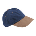 French Navy-Taupe - Front - Beechfield Unisex Adult Heavy Brushed Cotton Low Profile Baseball Cap