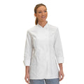 White - Side - Dennys Womens-Ladies Premium Long-Sleeved Chef Jacket