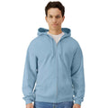 Stone Blue - Front - Gildan Mens Midweight Soft Touch Full Zip Hoodie