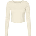 Solid Natural - Front - Bella + Canvas Womens-Ladies Micro-Rib Long-Sleeved T-Shirt