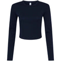 Solid Navy - Front - Bella + Canvas Womens-Ladies Micro-Rib Long-Sleeved T-Shirt