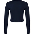 Solid Navy - Back - Bella + Canvas Womens-Ladies Micro-Rib Long-Sleeved T-Shirt