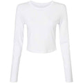 Solid White - Front - Bella + Canvas Womens-Ladies Micro-Rib Long-Sleeved T-Shirt