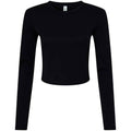 Solid Black - Front - Bella + Canvas Womens-Ladies Micro-Rib Long-Sleeved T-Shirt