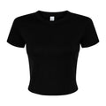 Solid Black Blend - Front - Bella + Canvas Womens-Ladies Micro-Rib Crop Top