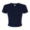 Solid Navy Blend - Front - Bella + Canvas Womens-Ladies Micro-Rib Crop Top