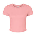 Solid Pink - Front - Bella + Canvas Womens-Ladies Micro-Rib Crop Top