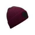 Burgundy-Black - Front - Beechfield Unisex Adult Fashion Circular Patch Beanie