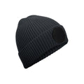 Graphite Grey-Black - Front - Beechfield Unisex Adult Fashion Circular Patch Beanie