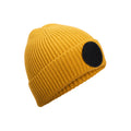 Mustard-Black - Front - Beechfield Unisex Adult Fashion Circular Patch Beanie