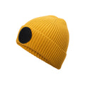 Mustard-Black - Back - Beechfield Unisex Adult Fashion Circular Patch Beanie