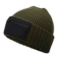 Military Green-Black - Back - Beechfield Unisex Adult Zip Patch Beanie