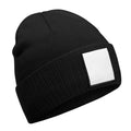 Black-White - Front - Beechfield Patch Appliqué Beanie