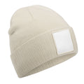 Oatmeal-White - Front - Beechfield Patch Appliqué Beanie