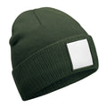 Olive Green-White - Front - Beechfield Patch Appliqué Beanie