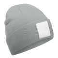 Ash-White - Front - Beechfield Patch Appliqué Beanie