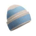 Natural Stone-Dusty Blue - Front - Beechfield Unisex Adult Colour Block Beanie