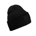 Black - Back - Beechfield Unisex Adult Tonal Patch Deep Cuffed Beanie