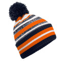 French Navy-Orange-White - Back - Beechfield Unisex Adult Striped Beanie