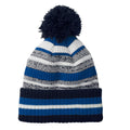 French Navy-Sapphire Blue-White - Front - Beechfield Unisex Adult Striped Beanie