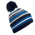 French Navy-Sapphire Blue-White - Back - Beechfield Unisex Adult Striped Beanie