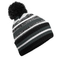 Black-Graphite Grey-White - Back - Beechfield Unisex Adult Striped Beanie