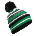 Black-Kelly Green-White - Back - Beechfield Unisex Adult Striped Beanie