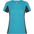 Turquoise-Dark Lead - Front - Roly Womens-Ladies Shanghai Short-Sleeved Sports T-Shirt