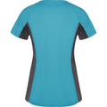 Turquoise-Dark Lead - Back - Roly Womens-Ladies Shanghai Short-Sleeved Sports T-Shirt