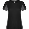 Solid Black-Dark Lead - Front - Roly Womens-Ladies Shanghai Short-Sleeved Sports T-Shirt