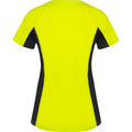 Fluro Yellow-Solid Black - Back - Roly Womens-Ladies Shanghai Short-Sleeved Sports T-Shirt