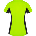 Fluro Green-Solid Black - Back - Roly Womens-Ladies Shanghai Short-Sleeved Sports T-Shirt