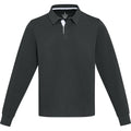 Solid Black - Front - Elevate Unisex Adult Clyde Organic Cotton Rugby Polo Sweatshirt