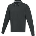 Solid Black - Side - Elevate Unisex Adult Clyde Organic Cotton Rugby Polo Sweatshirt