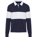 Navy-White - Front - Elevate Unisex Adult Clyde Organic Cotton Rugby Polo Sweatshirt