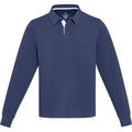 Navy - Front - Elevate Unisex Adult Clyde Organic Cotton Rugby Polo Sweatshirt