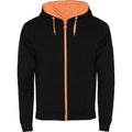 Solid Black-Fluro Orange - Front - Roly Unisex Adult Fuji Full Zip Hoodie