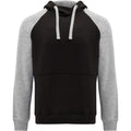 Solid Black-Heather Grey - Front - Roly Childrens-Kids Badet Two Tone Hoodie