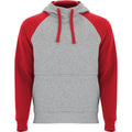 Heather Grey-Red - Front - Roly Childrens-Kids Badet Two Tone Hoodie