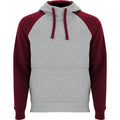 Heather Grey-Garnet - Front - Roly Childrens-Kids Badet Two Tone Hoodie