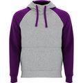 Heather Grey-Purple - Front - Roly Childrens-Kids Badet Two Tone Hoodie