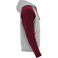 Heather Grey-Garnet - Side - Roly Unisex Adult Badet Two Tone Hoodie