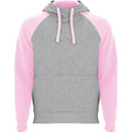 Heather Grey-Light Pink - Front - Roly Unisex Adult Badet Two Tone Hoodie