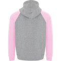 Heather Grey-Light Pink - Back - Roly Unisex Adult Badet Two Tone Hoodie