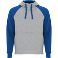 Heather Grey-Royal Blue - Front - Roly Unisex Adult Badet Two Tone Hoodie