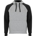 Heather Grey-Solid Black - Front - Roly Unisex Adult Badet Two Tone Hoodie